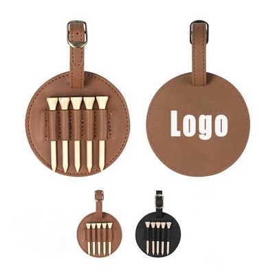 Golf Tee Holder PU Leather Bag With Tee