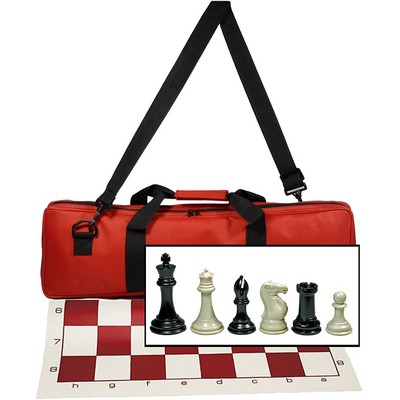 Triple Weighted Tournament Chess Set with Travel Bag - 4" King