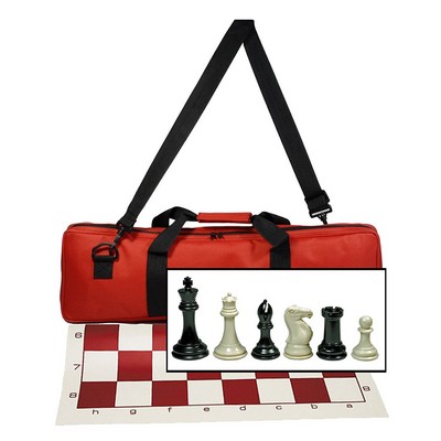 Triple Weight Tournament Chess Set, Silicone Board, Bag-4" King