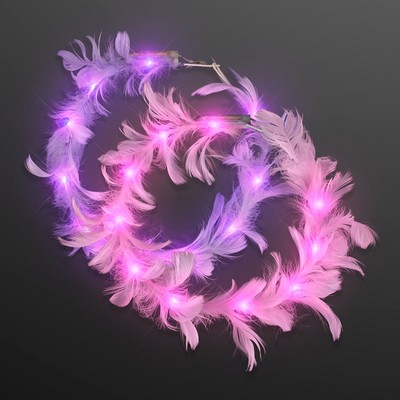 LED Feather Crown Headbands, Assorted Pink and Purple - BLANK