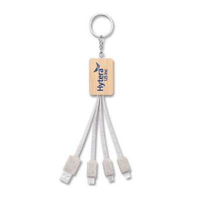 3" 1 Phone Charger Cable Wheat Straw Bamboo Charging