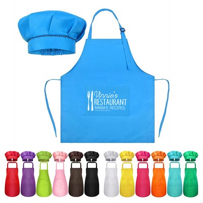 Polyester Kids Apron Chef Hat Set