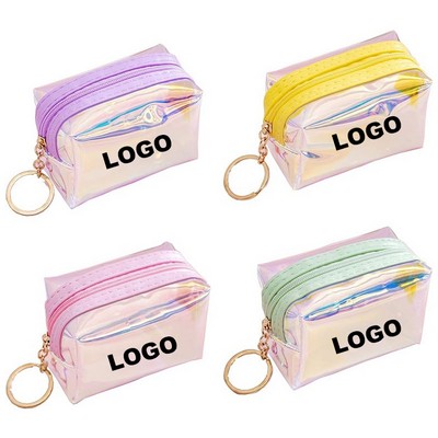 2 1/2"x3 3/5" Clear PVC Iridescent Holographic Makeup Bag/Cosmetic Toiletry Bag