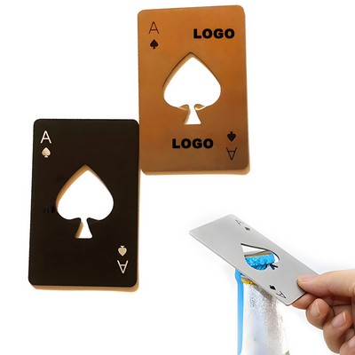 Stainless Steel Ace of Spades Poker Card Bottle Opener