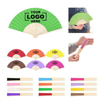 Folding Bamboo and Fabric Hand Held Fan