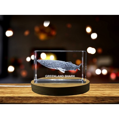 Greenland Shark 3D Engraved Crystal Trophy Award w/LED Base