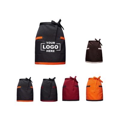Color Trimmed Waist Apron with 2 Pockets
