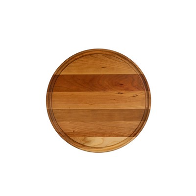 Cherry round cutting board with juive groove 13-1/2x3/4