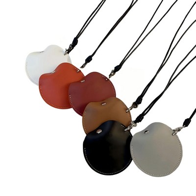 PU Leather Round Tracker Case With Lanyard Strap