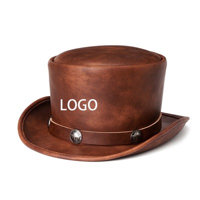 Vintage Leather Bowler Hat