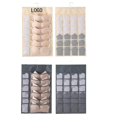 Home Wardrobe Fabric Double Sided 36 Grid Underwear Storage Hanging Bag