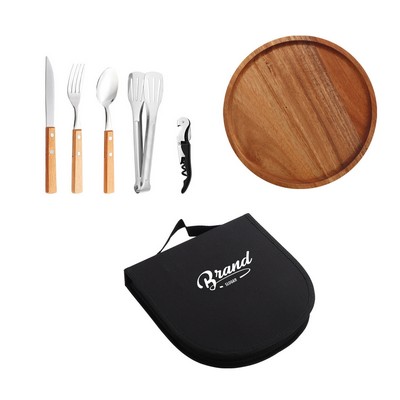 Wood-Handled Stainless Steel Cutlery Set