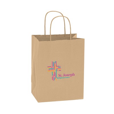 Natural Kraft Mini Shopper with Full Color Digital Print (8 1/4 x 4 3/4 x 10 1/4)