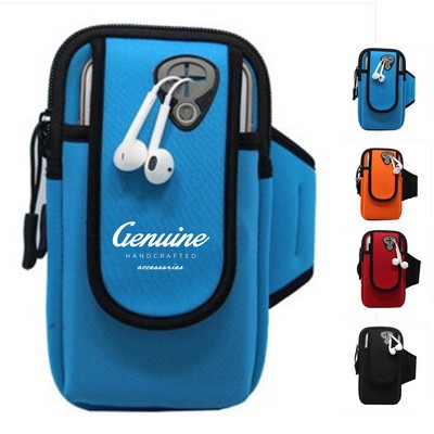 Adjustable Neoprene Arm Band Sports Bag with Multi Pocket Design and Earphone Hole