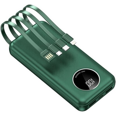 Portable Power Bank with Built in Cables 10000mah