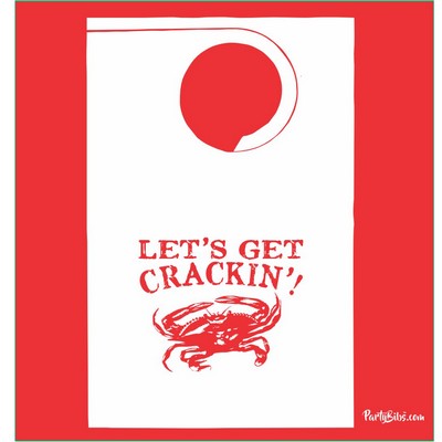 Stock "Let's Get Crackin'" Design Poly Backed Paper Bibs w/Ties Minimum 25 bibs