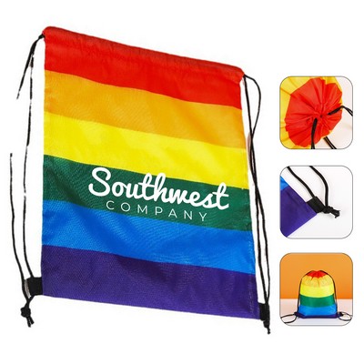 Polyester Rainbow Drawstring Backpack