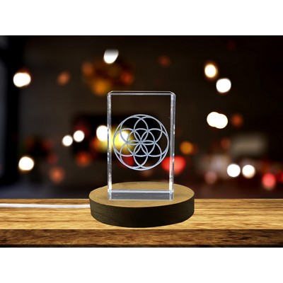 Mystical Seed of Life 3D Engraved Crystal Trophy Award w/LED Base