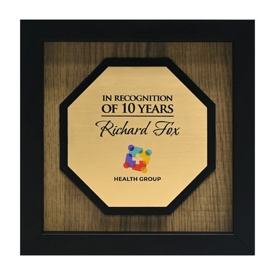 Newbury 6" x 6" Octagon Award with Brushed Gold Plate