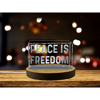 Inspirational Peace is Freedom 3D Engraved Crystal Trophy Award