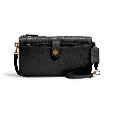 COACH Pebbled Leather Noa Pop Up Messenger - Black/Brass