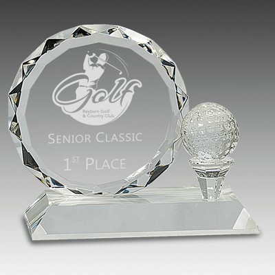 Facet Crystal w/Golf Ball on Pedestal Base