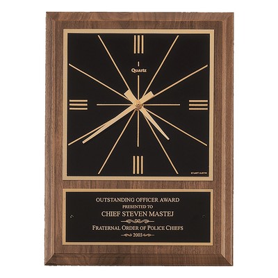 American Walnut Face Quartz Clock with Plate