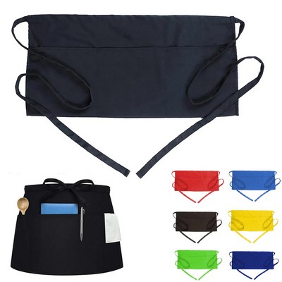 Polyester Cotton Twill Waterproof Apron with 3 Pockets - Lightweight & Adjustable Kitchen Apron