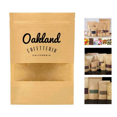 Reusable Kraft Ziplock Stand Up Pouch with Window