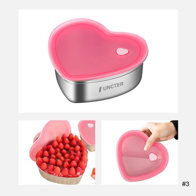 Heart Shaped Stainless Steel Food Storage Container 63 oz.