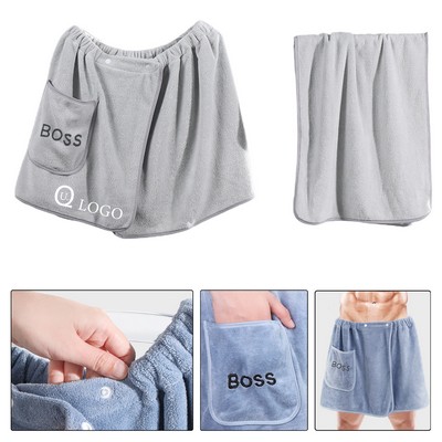 Coral Fleece Men'S Wearable Bath Towel Suit