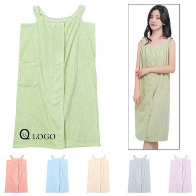 Coral Fleece Strappy Women'S Wearable Bath Towel