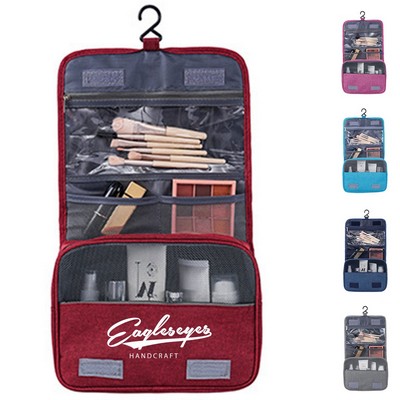 3-Compartment Hanging Travel Toiletry Bag with Metal Swivel Hook