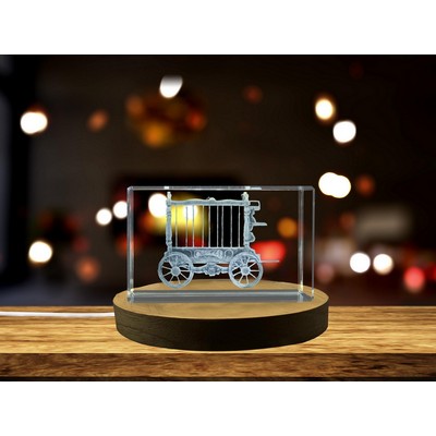 Unique Circus Wagon 3D Engraved Crystal Decor Gift