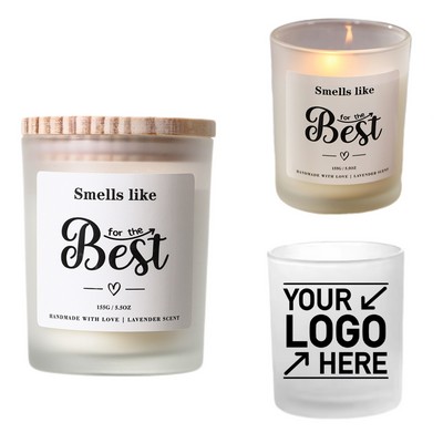 12 Flavors Frosted Glass Soy Wax Scented Candle With Wood Lid