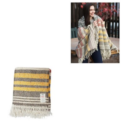 Avoca Rustic Stripe Herringbone Heavy Donegal Throw