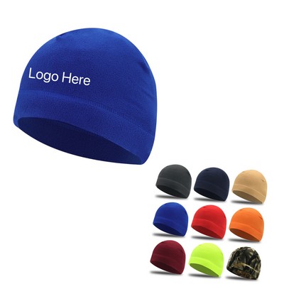 Embroidered Winter Fleece Beanie Cap