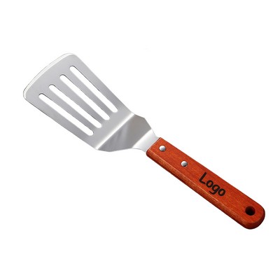 Stainless Steel Slotted Turner Spatula - Heavy Duty Kitchen Tool with Wood Handle