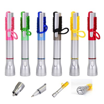 Flashlight With Pen and Lanyard