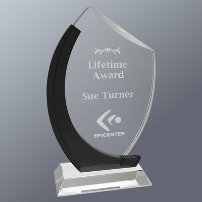 Clear/Black Crystal Slant Oval on Clear Base, 6"x10"H