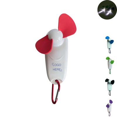 Mini Portable Led Handheld Fan W/ Carabiner