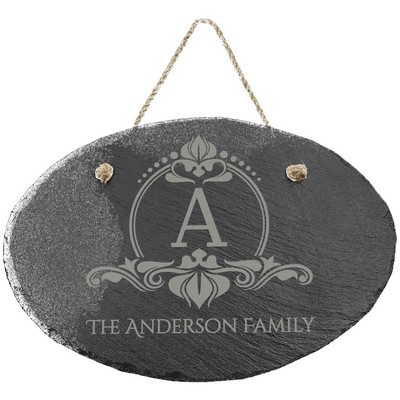 11 3/4" x 7 3/4" Oval Slate Decor with Hanger String