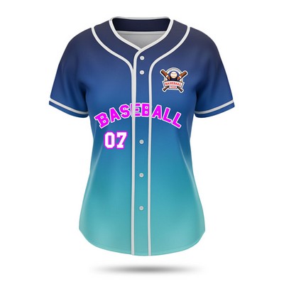 Women's Sublimated Full Button Interlock Baseball Jersey 200GSM