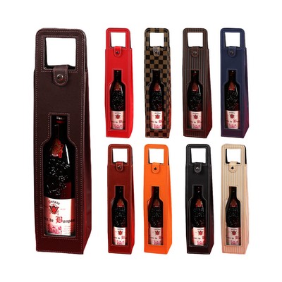 Reusable Leather Wine Tote Bag