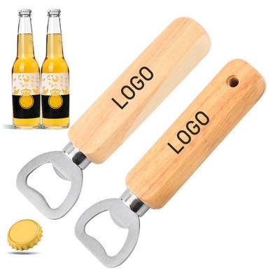 5" Recyclable Stainless Steel Bottle Opener w/ Wooden Handle