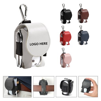 Premium PU Leather Golf Ball Holder