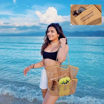 Mesh Beach Shoulder Bag w/ Pockets