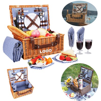 Outdoor Dining Set Travel Picnic Basket Willow Hamper Basket Sets