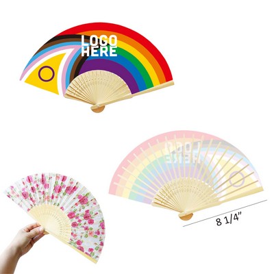 New Progressive Pride Fans w/ Bamboo Handle