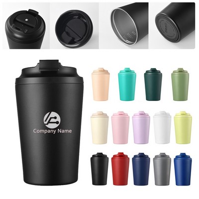 12oz Double Wall Stainless Steel Insulated Coffee Cup With Flip-Top Lid